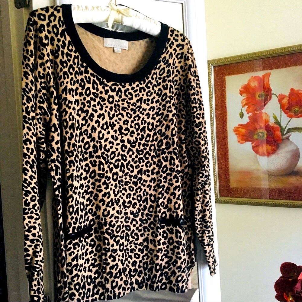 Carolyn Taylor Ladies Lg Leopard Print Soft Cozy Knit Lightweight Sweater NWOT - Picture 11 of 13